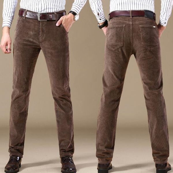 

2021 casual corduroy trousers of fashion elastic fitting men's pants qos7, Black