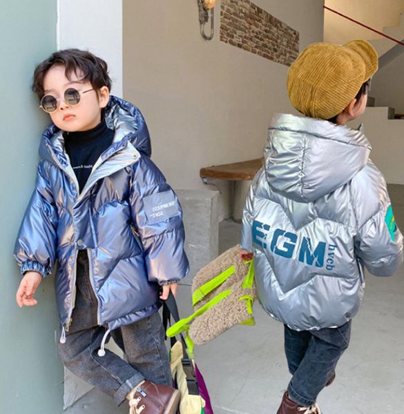 

children's bright face short down winter wear new boys girls antifouling, non washable, warm and thickened waterproof coat, Blue;gray