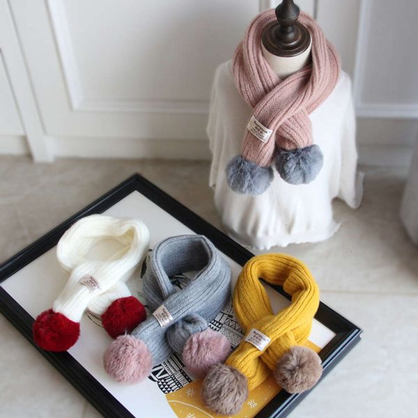 

girl's autumn and winter baby's boy's fashion korean neck warming thickened wool double ball children's scarf, Red;brown
