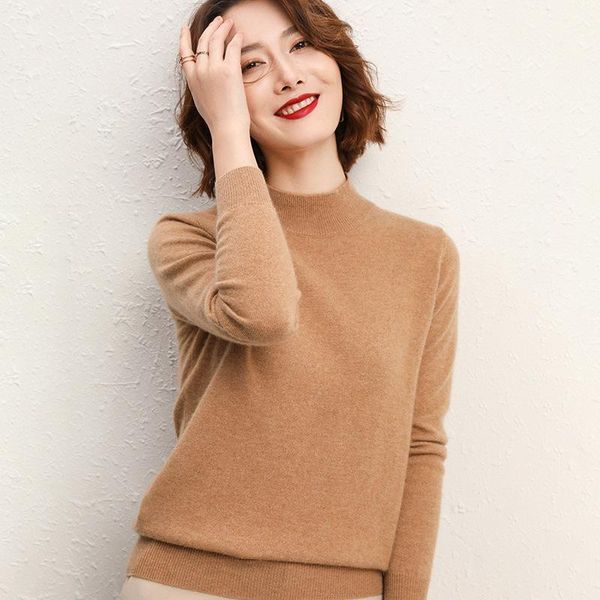 

women's sweaters semi-high-necked sweater girl 2021 spring slim knit with a long-sleeved, White;black