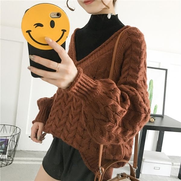 

new 2021 turtleneck sweater female loose pieces lazy ebm0, White;black