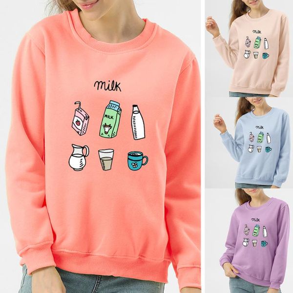 

women's hoodies & sweatshirts oversize kpop cartoon graphic hoodie women milk sweatshirt cotton casual hooded long sleeve cute kawaii p, Black