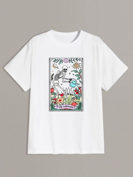 

romwe guys letter skull & sun graphic tee 63wp#, White;black