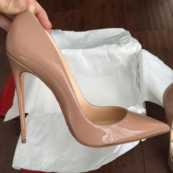 

fashion red bottom high heels lady luxury wedding shoes women so kate style patent leather black nude heel pigalle girls point toe pumps