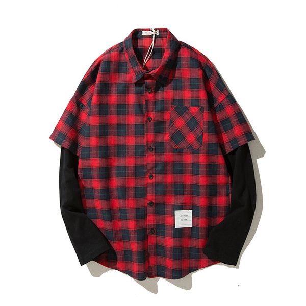 

2021 new japan style brand casual plaid long sleeves shirt for men spring autumn green red clothing upcl, White;black