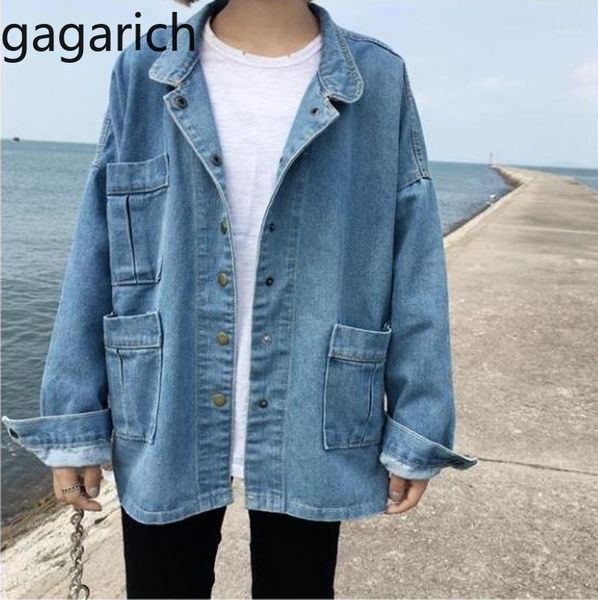 

gagarich 2019 jean jacket women spring autumn long-sleeved cowboy jeans casual loose coat1, Black;brown
