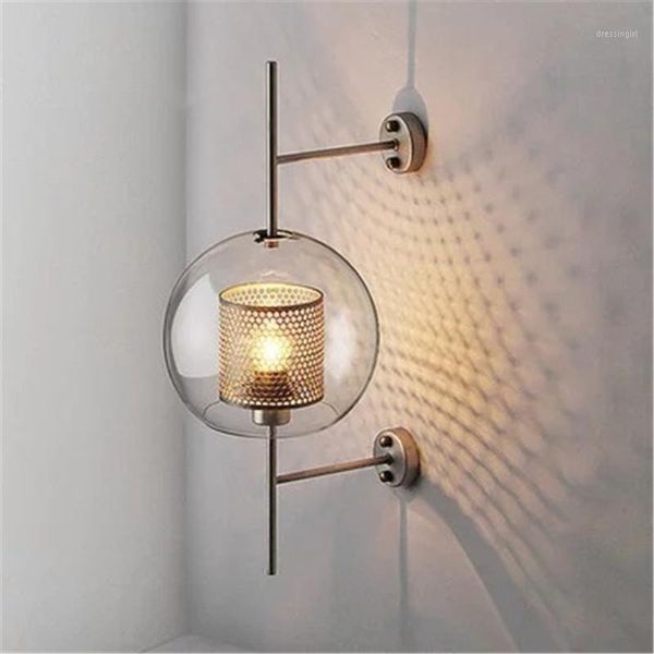 

e27 modern simple natural glass wall lamp nordic design art bedroom bedside decoration led wall lamp ac110v 220v1