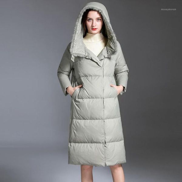 

women's down & parkas style long jacket women wool collar thick parcel type coats with a hood female duck clothes medium black overcoat