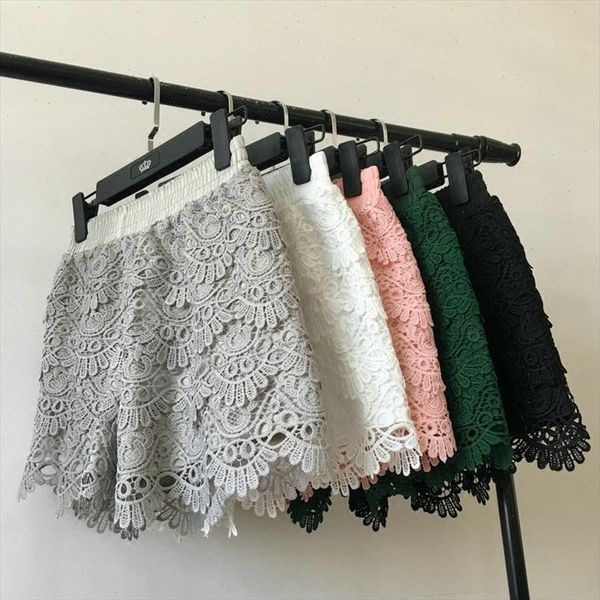 

8 colors hollow lace shorts women ants summer black shorts feminino women short beach elastic high waist shorts c4417, White;black