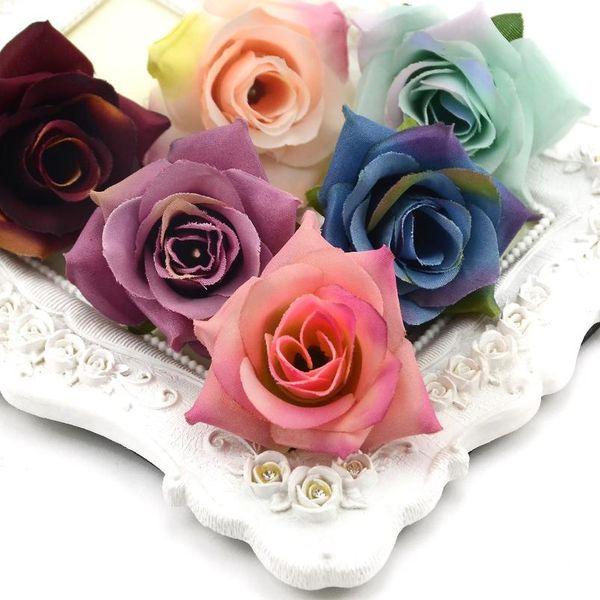 

10pcs diy artificial silk flowers head for home wedding party decoration wreath gift box scrapbooking fake bbylda