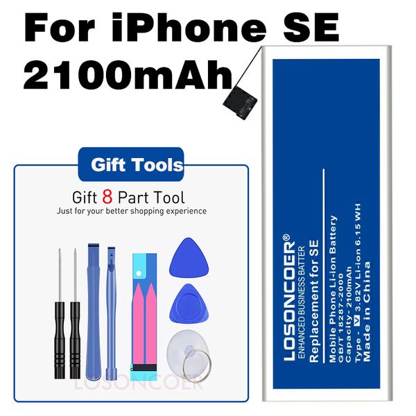 

losoncoer 2100mah for original iphone se 5se mobile phone battery batteries teardown tool kit stents holder