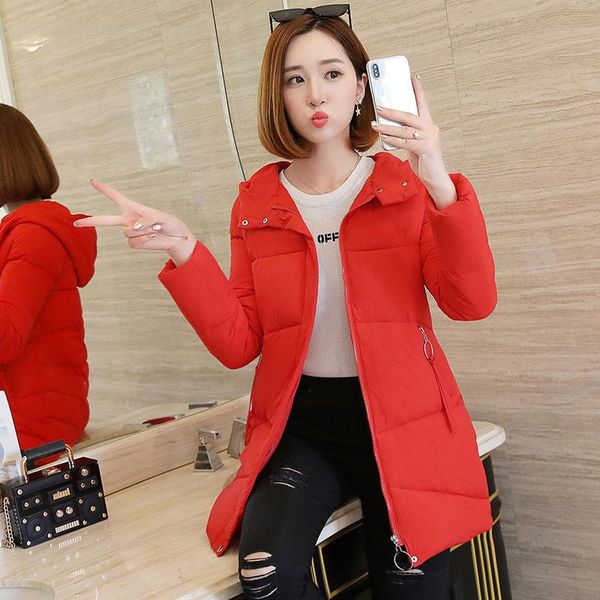 

winter jacket parkas 2020 new women coat hooded thick warm overcoat long female parka cotton padded jacket loose casual outwear, Black