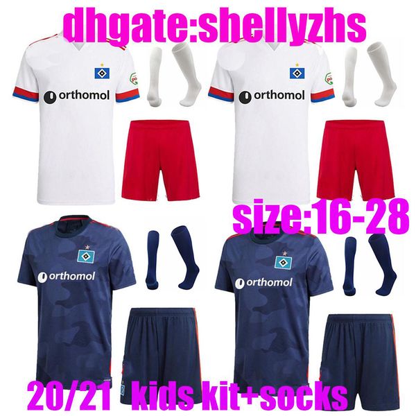

kids kit+socks 20 21 hsv männer kinder soccer jerseys hamburger sv home away shirts kittel leibold dudziak terodde football uniforms sets, Black