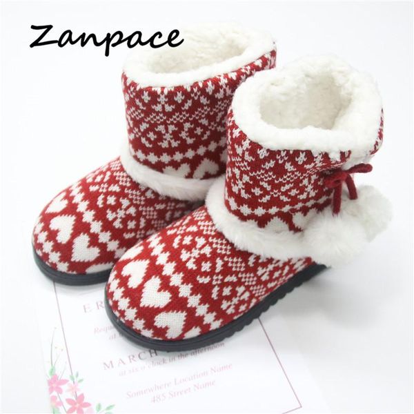 

zanpace winter plus velvet women's boots christmas cotton fabric anti-ski platform women shoes indoor warm winter snow boots, Black