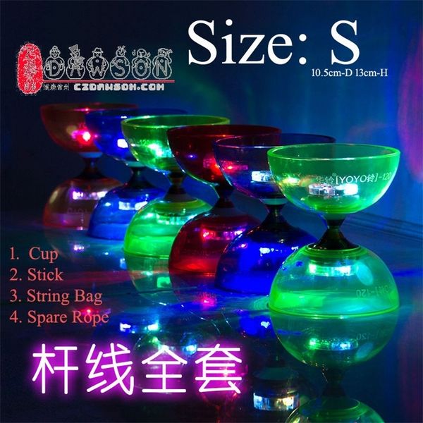 YOYO Toys Professional Diabolo Set Hight Speed Light Up Glow Shine 3 Triple Bearing Juggling String Bag Kongzhu 201214