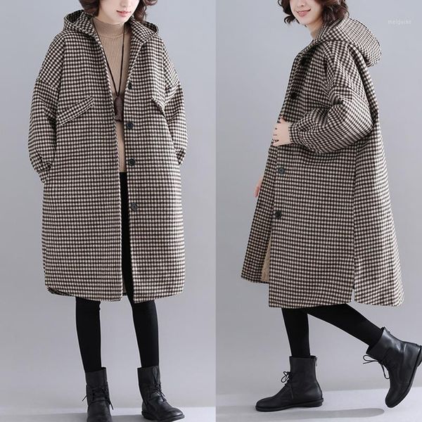 

2020 new fashion autumn winter woman coat long section loose wool single-breasted leisure ladies overcoat female jackets1, Black