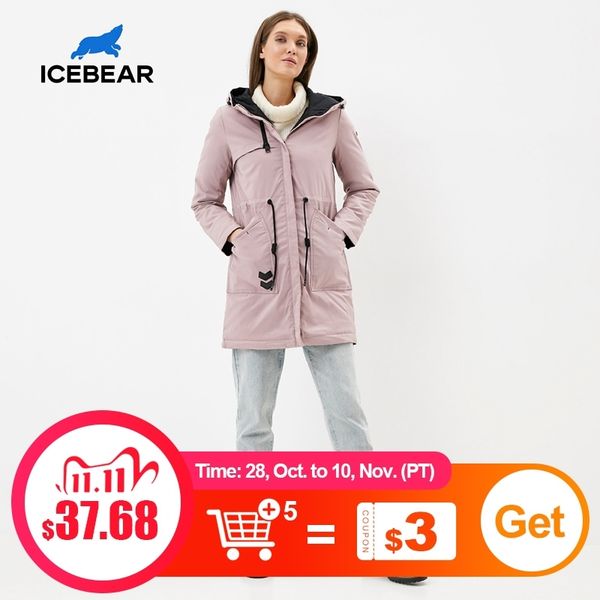 

icebear new casual parka windproof warm spring jacket hooded jacket gwc20115d 201103, Black