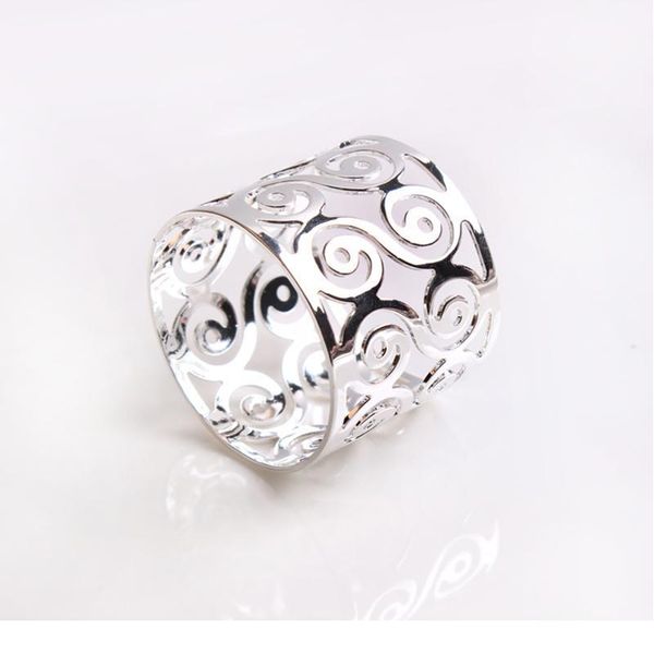 

50/100pcs smooth metal napkin rings silver gold hollow carving flower napkin buckle wedding party banquet dinner ho jllbqw