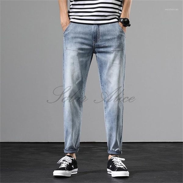 

2020 men's new summer ultra-thin fashion high-end jeans loose tooling small feet harem casual pants vintage blue1, Blue