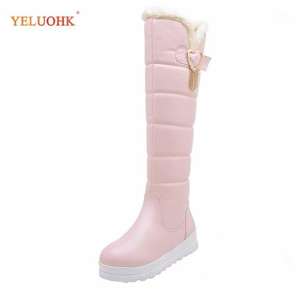 

boots 34-42 knee high women plush warm snow wedges big size winter1, Black