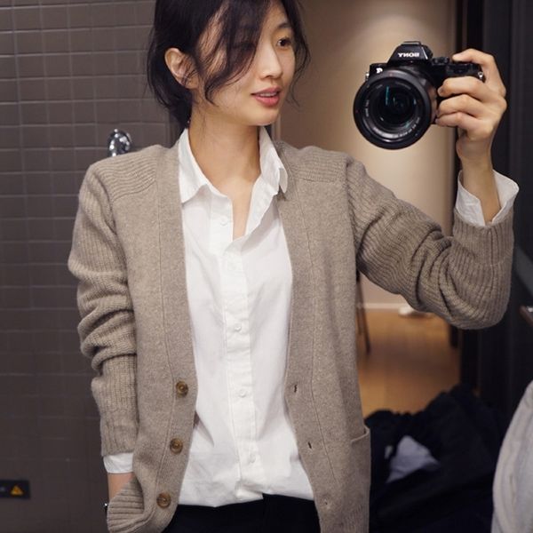 

alw4f new solid coat sweater color sleeve women's v-neck in spring and autumn of 2019 sweater long cardigan short coat o4fhh, White;black