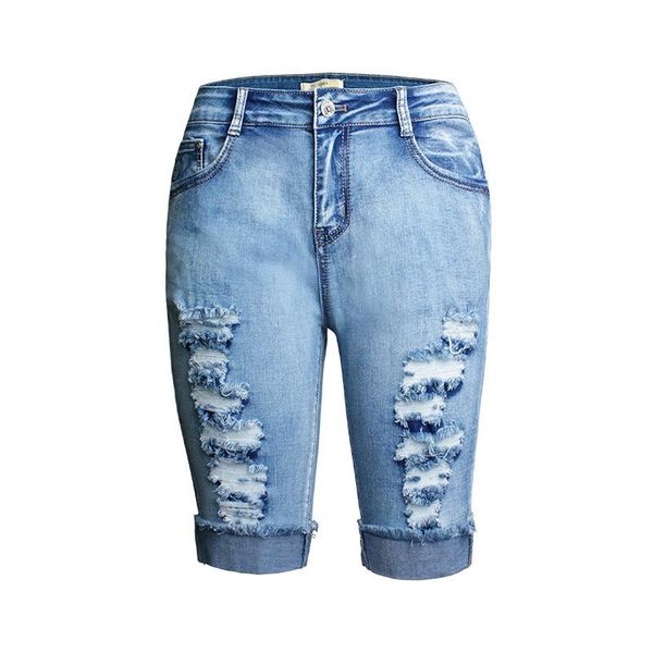 

woman denim shorts 2021 blue straight leg short pants large size low waist elastic skinny mom jeans fashion vintage clothes