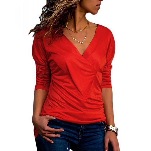 

blouse women cotton 2021 casual long sleeve fashion v neck solid blouse elegant office tee female plus size shirt, White