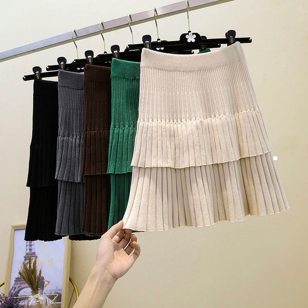 

new 2021 a-line mini-shirt thick autumn nightgown female skirt short sweater c10 4iu1 y5i8, Black