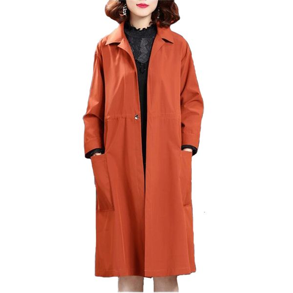 

2019 new spring autumn large size fashion loose long windbreaker female cardigan coat women trench coats h744, Tan;black