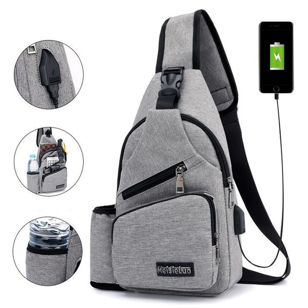 Сумки на ремне большой емкости Сумка на груди Повседневная Crossbody Mens Travel USB Зарядки против кражи Packs Sling Messenger