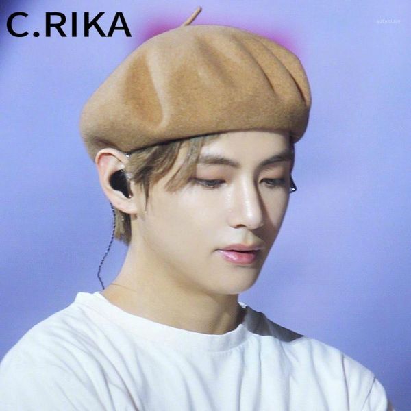 

korea star men women wool berets autumn winter female girls travel warm beret hat painter hat boina french yellow beret1, Blue;gray