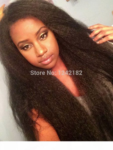 

7a kinky straight hair weaving brazilian human hair double weft coarse yaki straight hair bundles brazilian virgin har weave, Black