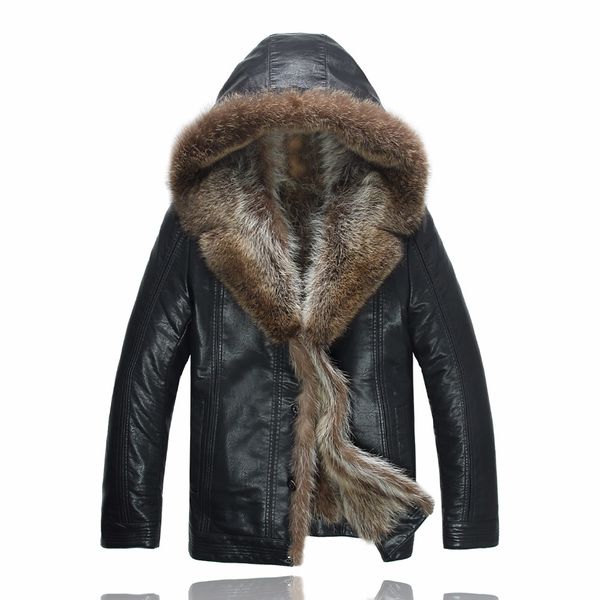 

winter men wool coats sidewalking leather jacket lamb skin fur trench coat windbreak exhibit d'water 4xl 1280 se4a2020, Black