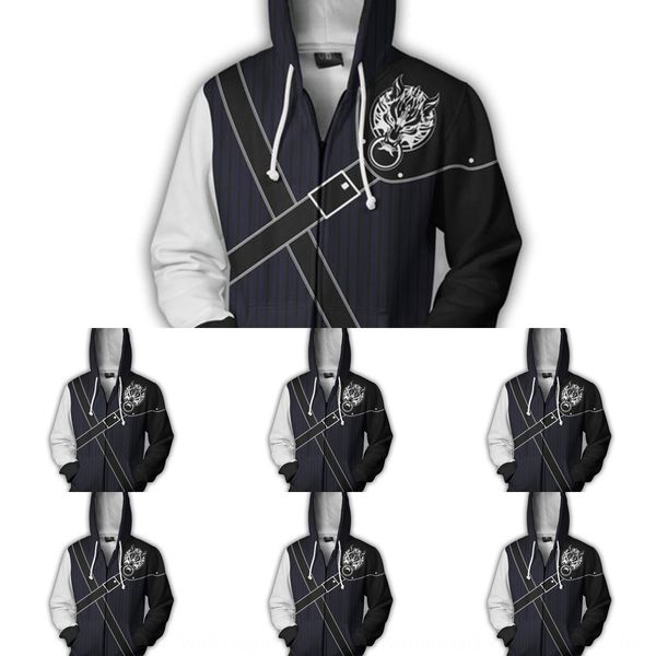 

ultimate fantasy digital print sports cospaly around ultimate fantasy sweater sweater zipperdigital zipper print cardigan hooded zipper card, Black