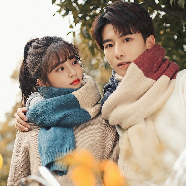 

зима нового утолщенных любовники шарфа корейского соответствия цветов вязание универсальны шерсть мужчин и женщин, студенты моды теплой шея, Blue;gray