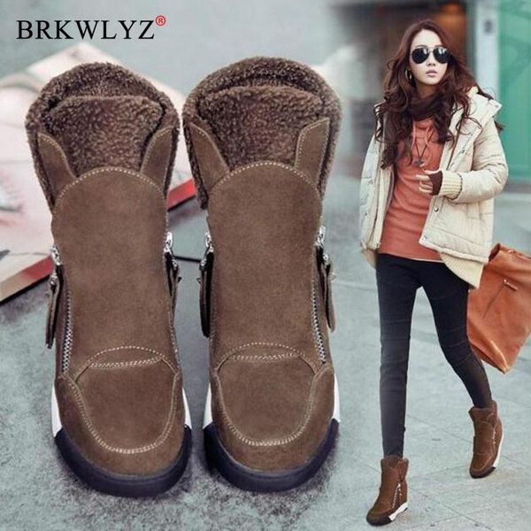 

botas snow boots winter boots женская обувь женщина моды клинья увеличение голеностопного 2020 зимняя новая полушубки теплая, Black