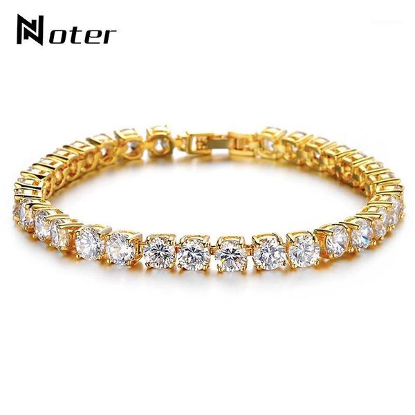 

noter tennis bracelets men boys micro crystal braslet male hand jewelry charm gold silvercolor chain link braclet armband1, Black