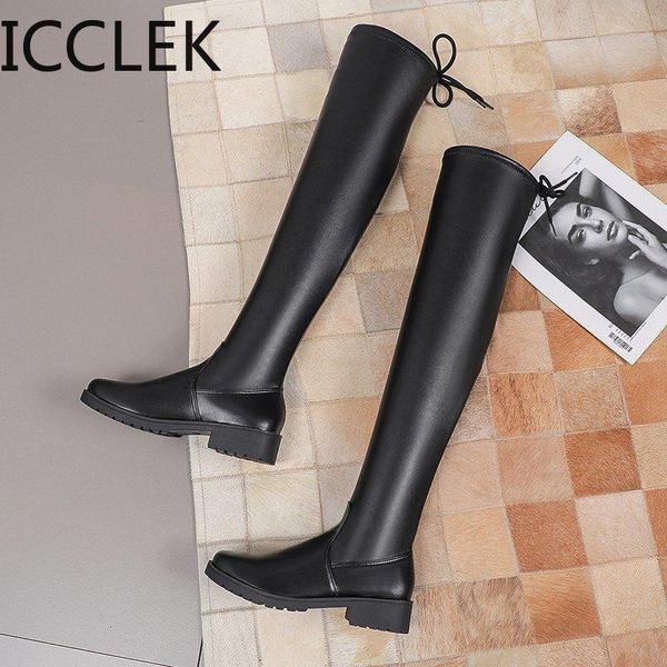 

2020 fashion women's boots winter high heels quality long comfortable mujer thigh high boot botas mujer knee enlarges 35-43, Black