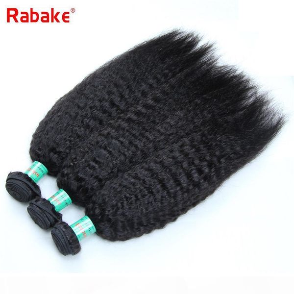 

9a grade peruvian human hair coase yaki kinky straight weave bundles rabake high qulity virgin human hair extensions double wefts wholesale, Black