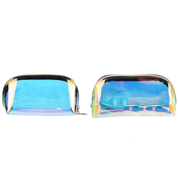 

colorful holographic women cosmetic bag tpu clear makeup bag beauty organizer pouch travel clear makeup kit case