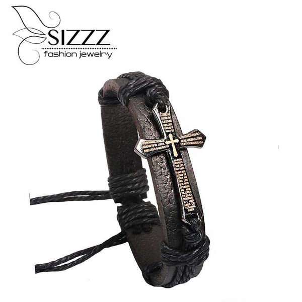 

личность иисуса крест кожаные браслеты оптовая преувеличенной моды кожаные браслеты для мужчин личности фере доставка иисуса wmtjck, Golden;silver