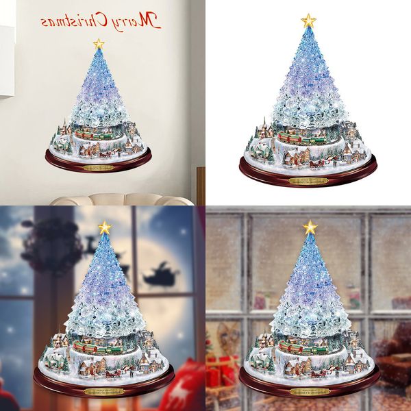 

tree rotating sculpture train window paste christmas stickers kerst decoratie doll hang decorations navidad