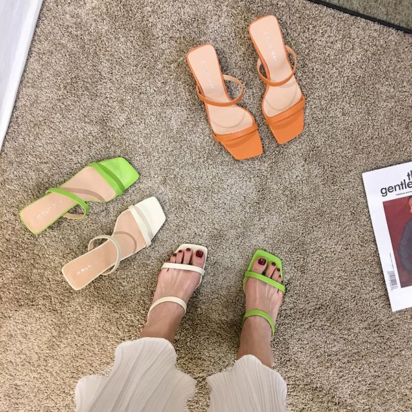 

women's shoes slippers outdoor 2020 summer new fashion thick heel sandals x1020, Black