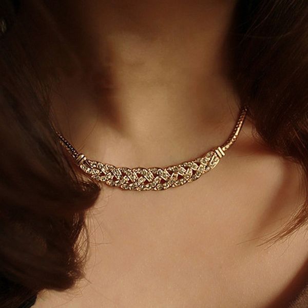 

snake chain diamond choker necklace, Silver