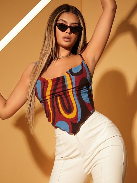 

sxy marble print asymmetrical hem crop cami t4rj#, White