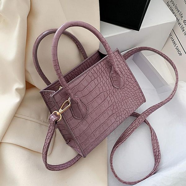 

small crocodile pattern solid color pu leather crossbody bags for women 2021 summer lady shoulder handbags female simple totes