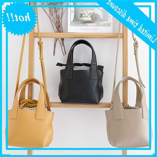 

korean version fresh one shoulder tote simple fashion portable vegetable basket bag versatile small crowd drawstring cross bucket