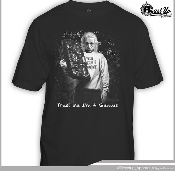 

funny casual short sleeve trust me i'm a genius ghetto blaster albert einstein classic hip hop sport hooded sweatshirt hoodie t shirt