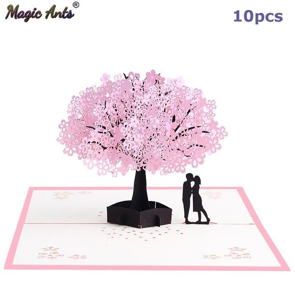 

10 pack оптовая cherry tree 3d pop up card flower лазерная резка свадебные приглашения поздравительные открытки день святого валентина сваде