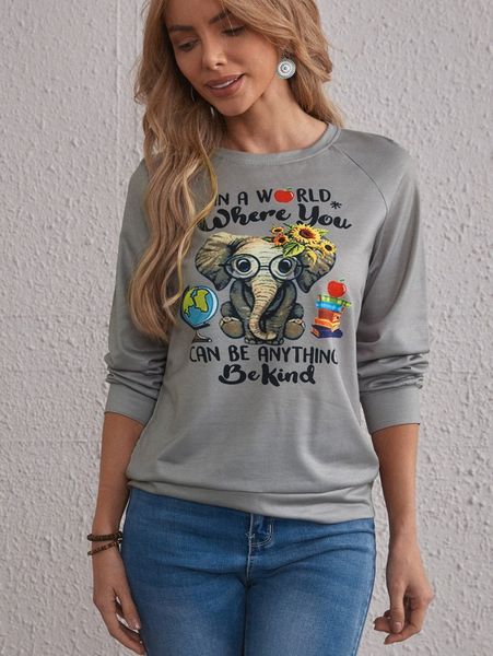 

emery rose elephant & slogan graphic sweatshirt n3wt#, White;black